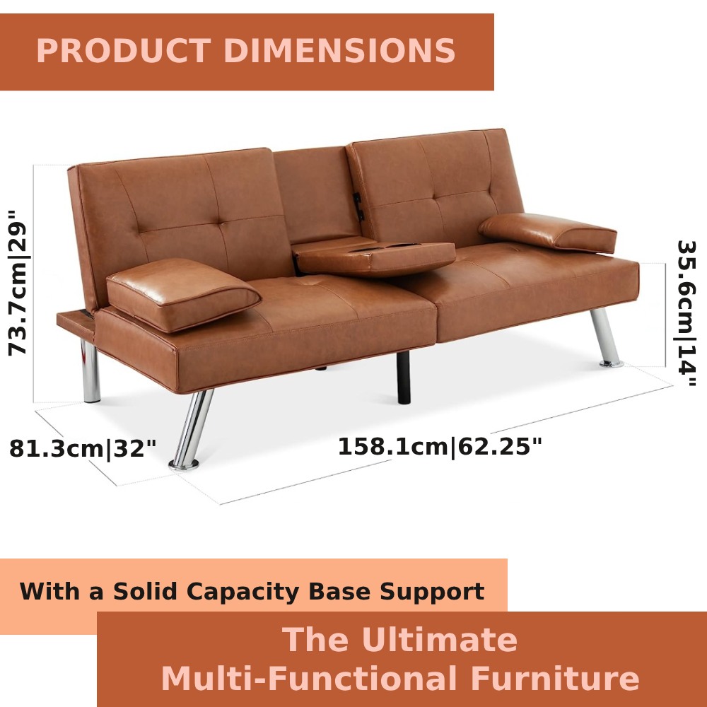 Futon Sofa Bed - Black: image 6