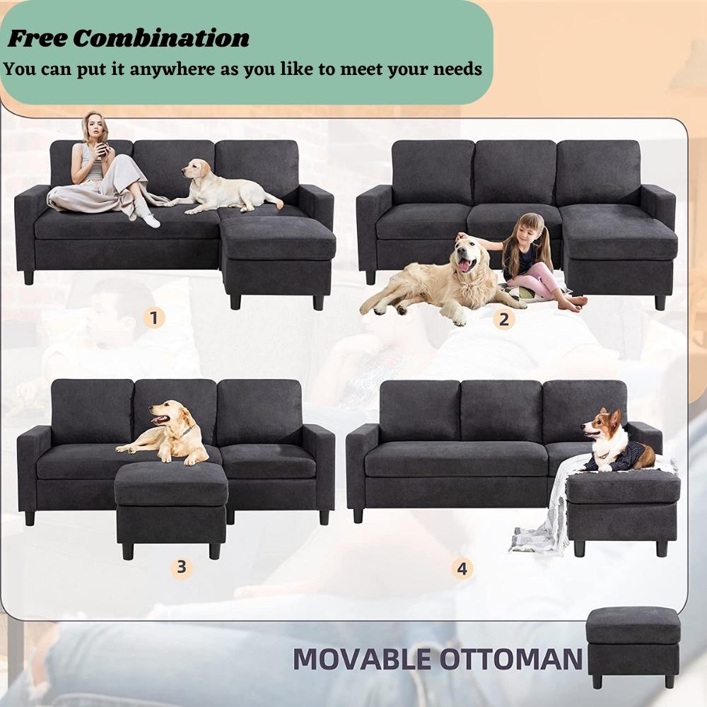 L-Shaped Couch - Dark Grey: image 10